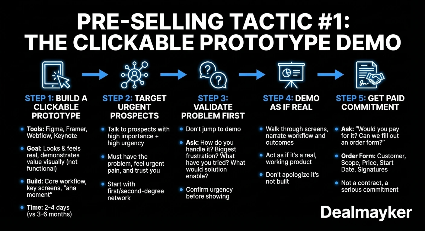 Clickable prototype pre-selling